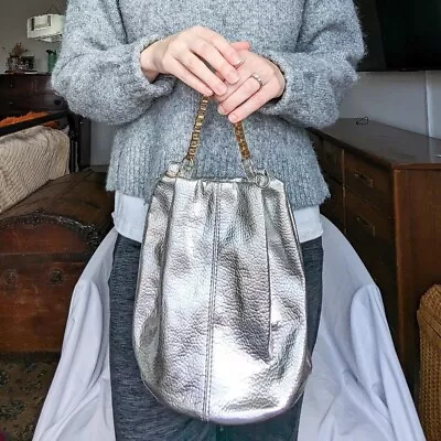 Vintage Silver Convertible Crossbody Satchel Purse • $24