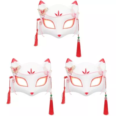  3 Pack Japanese Fox Mask Halloween Outfits Costumes For Girl • £20.99