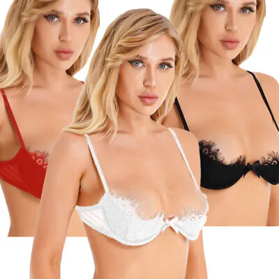 TiaoBug Women 1/4 Cup Shelf Bra Underwired Padded Bra Top Sexy Lingerie Bralette • $22.79