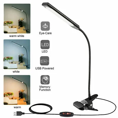 £11.49 • Buy USB Clip On Desk Lamp Flexible Clamp Reading Light LED Bed Table Bedside Night