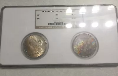 NGC 2 Piece Toned Set Morgan Silver Dollar 1887 Ms64/ms64 Vibrant Rainbow Toning • $999