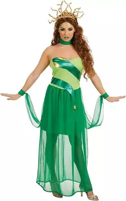 Womens Medusa Greek Snake Costume Fancy Dress Outfit Green Adult Medium • £10