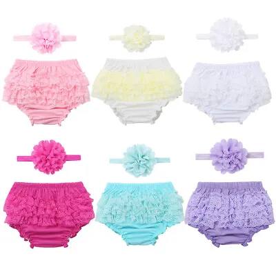 $9.49 • Buy Infant Baby Girls Outfit Ruffled Bloomers Headband Photo Props Set Toddler Cloth