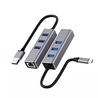 NEW Combo Gigabit Ethernet USB Type-A 3 Port Hub Adapter 5Gbps MacBook Windows • $11.72