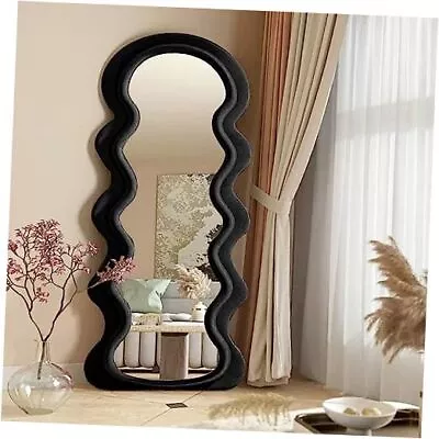 Wavy Floor Mirror 63  X 24  Full Length Mirror With Stand Irregular Black • $180.78