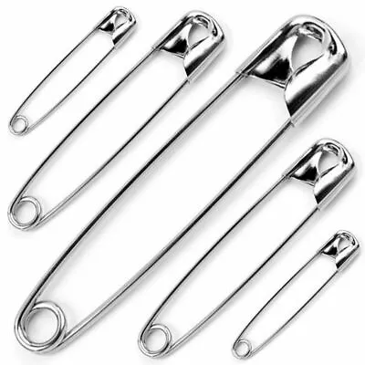 50Pc SAFETY PINS Assorted Sizes Small-Large Silver Clothes Textile Hemming Craft • £4.17