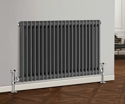 Traditional Anthracite 2 Column Radiator Horizontal Central Heating 600x835mm • £107