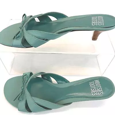 Mootsie Tootsies Green Womens Fabric Slide Heels Shoe 9.5 • $20.59