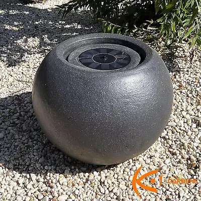 Koi Garden Solar Water Fountain Grey Stone Finish Ball Sphere Outdoor Garden • £88.64