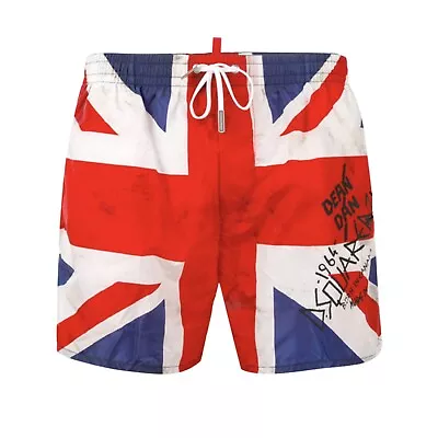 DSQUARED2 Mens Graphic Punk Union Jack Print Swim Shorts RRP £355 RARE ITEM • £150