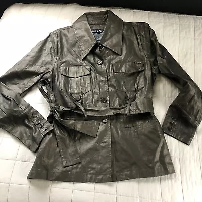 Vintage Da-Nang Surplus Coated Safari Utility Jacket Top Bronz Brown/Green Sz L • $48