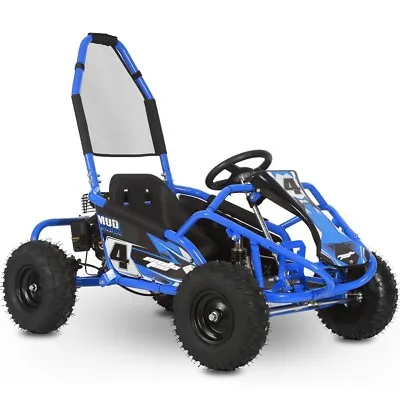 MotoTec Mud Monster Kids Gas Powered 98cc Go Kart Full Suspension CA OK- Blue ✅ • $1249
