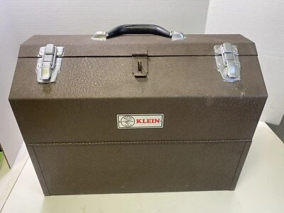 Vintage Klein Tool Box Large 18” X 13” X 10” Metal Electricians Toolbox • £141.92