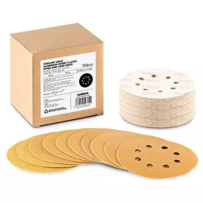 100 Pack 5 Inch Sanding Discs Hook And Loop Assorted Grits 8 Hole Aluminum Oxide • $21.57