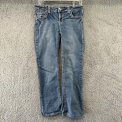 LA Idol Jeans Womens 11 Fit 30x30 Boot Blue Denim Pants Embellished Rhinestone • $11.83
