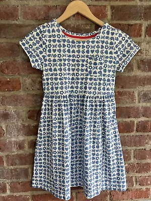 NWT Mini Boden Girls Blue Cotton Jersey Dress Size 9-10Y Whales Shells Hearts • $39