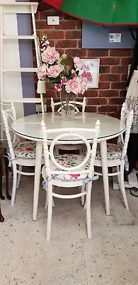 $799 • Buy Vintage French Provincial Style Table With Four Chairs - Laura Ashley Cushions 
