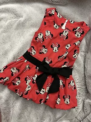 Hand Made Minnie Mouse Girls Red Toddler Sleeveless Dress Balloon Skirted Bottom • $18