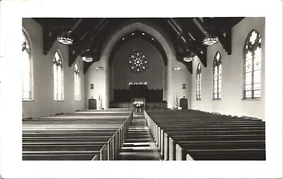 OAK HARBOR OHIO CHURCH INTERIOR Antique Real Photo Postcard OH RPPC 1950s • $18