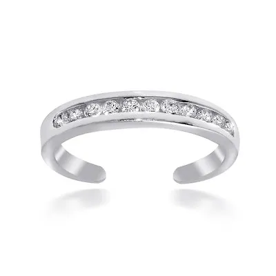 .925 Sterling Silver Channel-Set Cubic Zirconia Toe Ring • $12.94