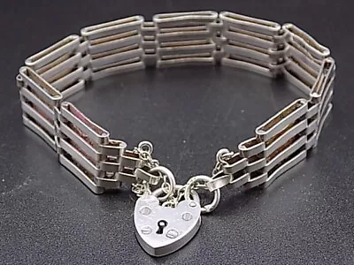 £32.50 • Buy Vintage Solid Silver (925) Four Bar Gate Bracelet #43