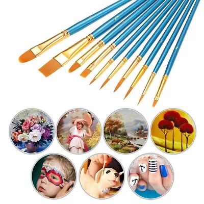 10 Pcs Artists Paint Brush Set Fine Model Making Art Oil Acrylic Watercolour • £3.72