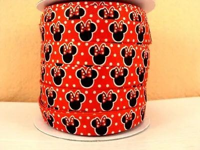 2 Yard Of Red Minnie Mouse Foldover Elastic Size 5/8 Perfect For Headbands Foe • £0.99