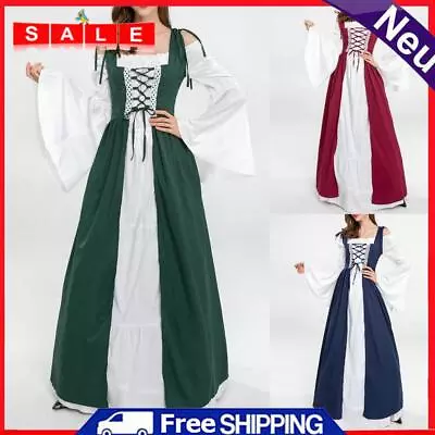 Corset Maxi Dress Vintage Women Loose Medieval Renaissance Style Party Clothing • £20.74