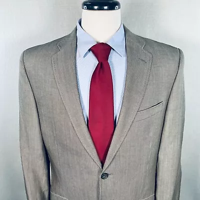 Ted Baker Endurance Blazer Mens 42L Beige Linen Wool Seersucker Jacket • $49.89