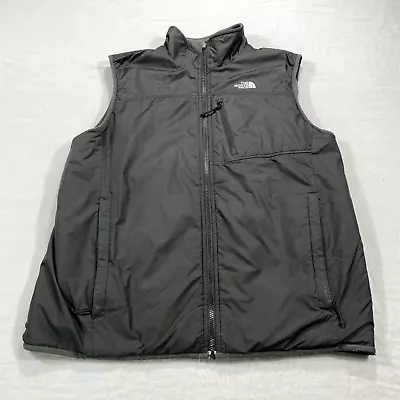 The North Face Vest Adult Large Black Gray Reversible Fleece Zip Outdoor Mens • $44.88