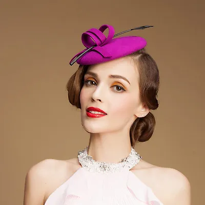 £17.99 • Buy A145 Ladies Felt Wool Fascinator Pillbox Disc Cocktail Occasion Ascot Races Hats