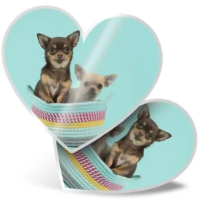 £3.99 • Buy 2 X Heart Stickers 7.5 Cm - Funny Chihuahua Dogs Puppy Puppies  #24346