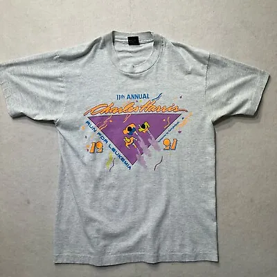 VINTAGE Run For Leukemia Shirt Mens Large Gray Single Stitch 1991 90s • $12.60