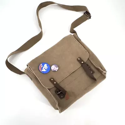 Vintage Rothco Men's Canvas Crossbody Messenger Bag Brown Medium Leather Straps • $35