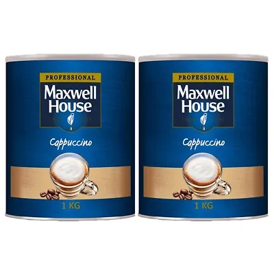 Maxwell House Cappuccino 2 X 1Kg Tins Instant Coffee Powder - 146 Servings Total • £32.45