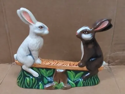 $280 • Buy Vaillancourt Folk Art Rabbits On See Saw