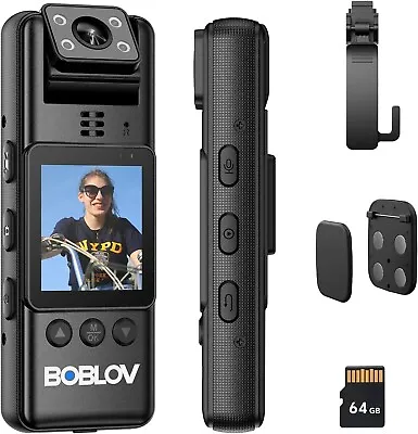 BOBLOV A23 64GB Body Worn Camera 180° Rotate Video Camera Night Vision 1080P • $54.37