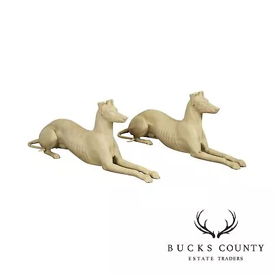 Antique Cast Iron Pair Whippet Dog Garden Statues • $4895