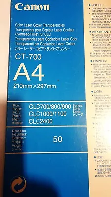 CANON CT-700 = 50 Pack A4 Transparencies Canon Colour Laser CLC 700 GENUINE New • £20