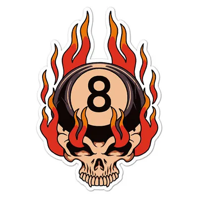 Flames 8 Ball Pool Skull Vinyl Decal Sticker Indoor Outdoor 3 Sizes #11117 • $5.95