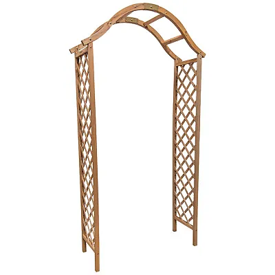 Wooden Garden Arch Archway Elegant Decorative Tan/Natural Wood Woodside • £59.99