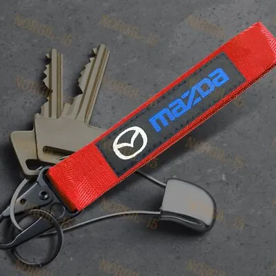 For MAZDA RED Racing Keychain Metal Backpack Key Ring Hook Strap Lanyard Nylon • $6.38