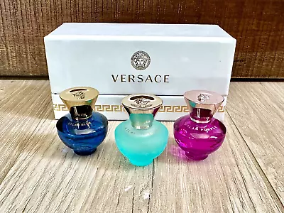NEW Versace 3 PIECE Perfume Set For Women: Dylan Blue Turquoise & Purple NIB • $21.95