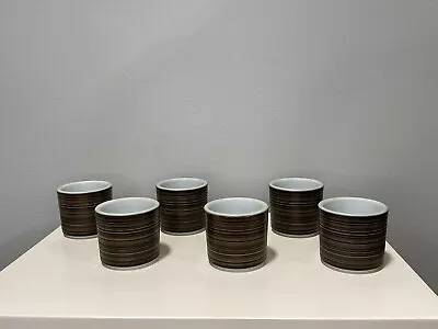 Set Of 6 Vintage Pyrex Black/Brown Striped  Mugs Chili Bowl  Cups  13oz.  USA • $25