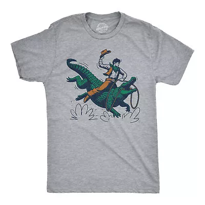 Mens Cowboy Gator Ride Funny T Shirts Sarcastic Graphic Tee For Men • $9.50