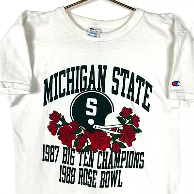 Vintage Michigan State Spartans Rose Bowl Champion T-shirt Medium 1988 Ncaa 80s • $54.99