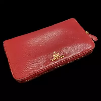 Authentic Vintage Prada Fuchsia Pink Saffiano Leather Long Zip Wallet • $99