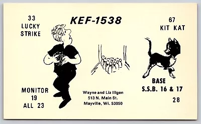 QSL CB Ham Radio Card KEF-1538 Mayville WI Wayne & Liz Illgen (white) • $4.99