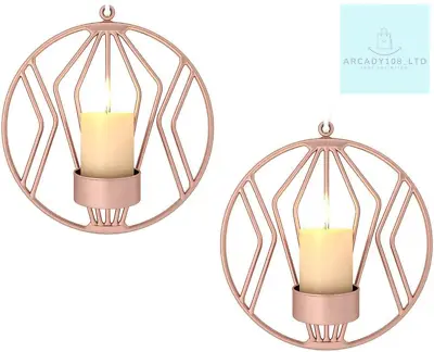 Sziqiqi Set Of 2 Wall Candle Holders For Living Room Wall Sconces For Pillar Or • £18.15