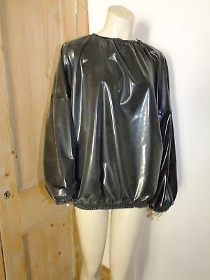 Black Latex Top Pure Rubber Tee T Shirt SBR Shiny Roleplay Long Sleeve TShirt • £120